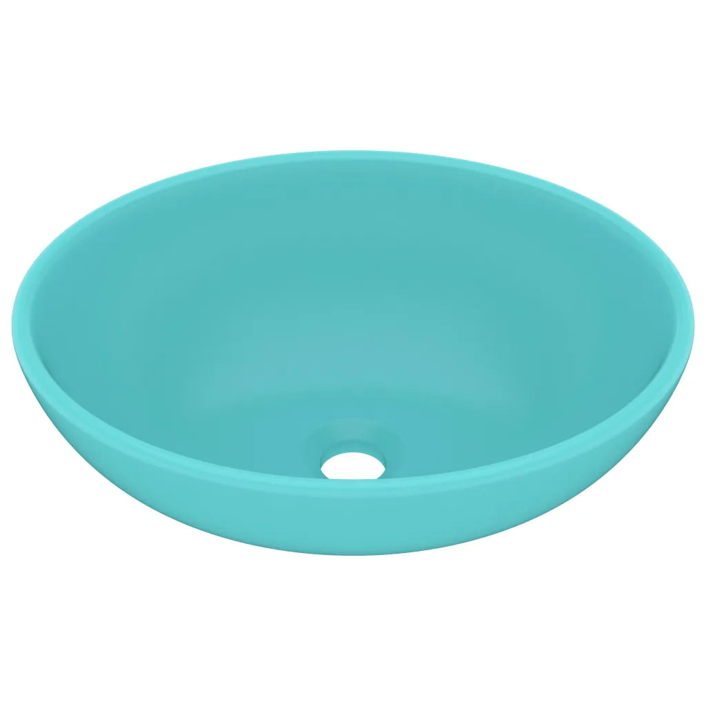Lavandino Lusso Ovale Verde Chiaro Opaco 40x33 cm in Ceramica CFW2916948