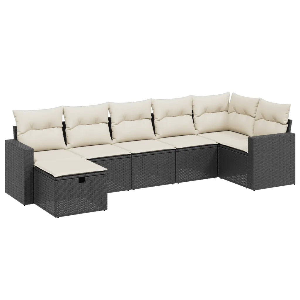 Set Divani da Giardino con Cuscini 7pz Nero Polyrattan 3263502