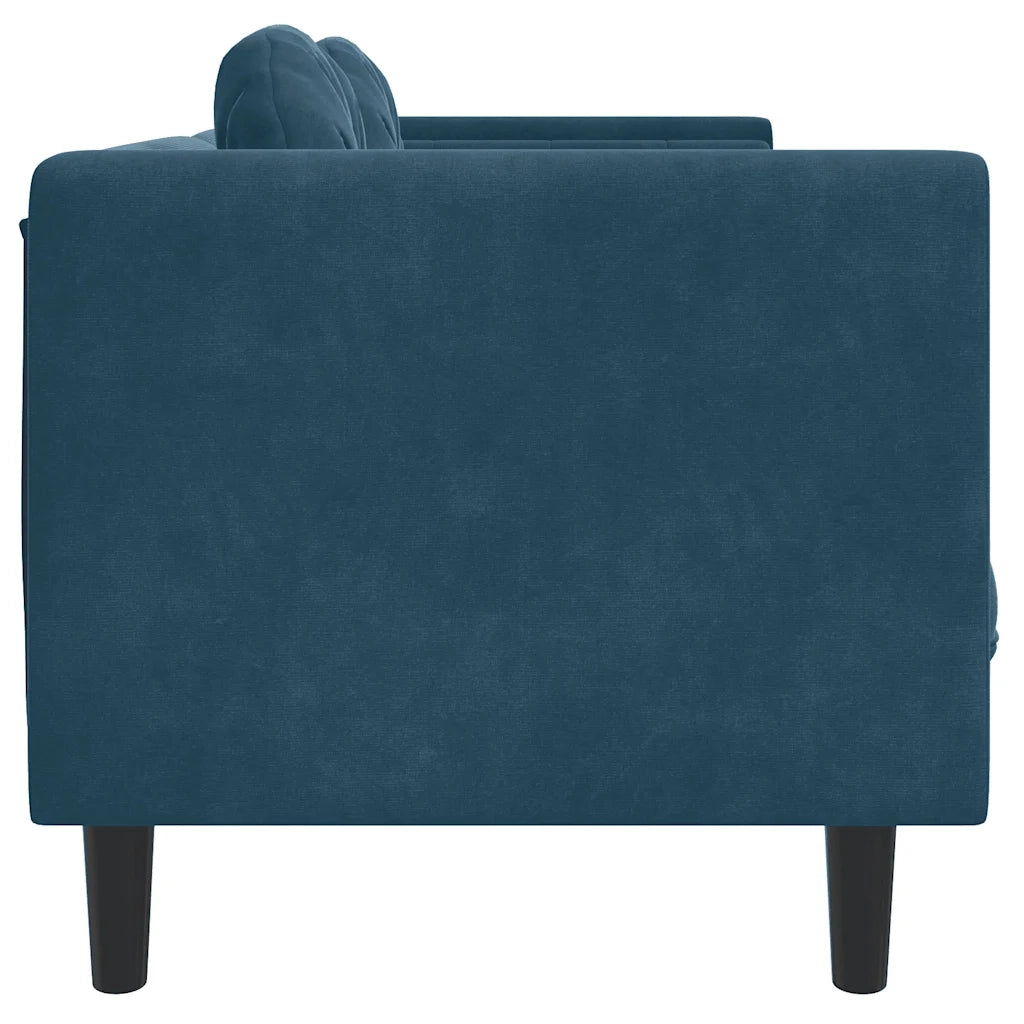 Divano a 2 Posti con Cuscini Blu in Velluto 372640