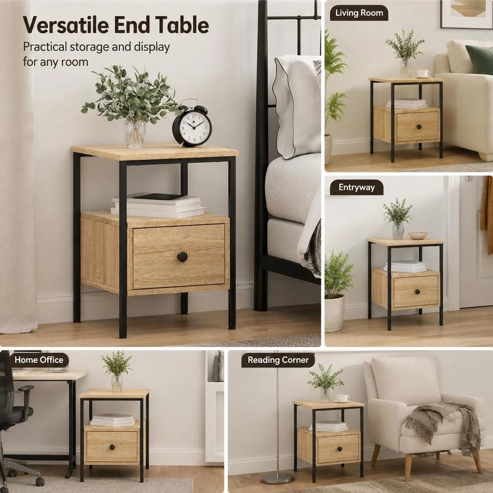 Bedside Table Sonoma Oak 34x36x50 Cm Wood Material