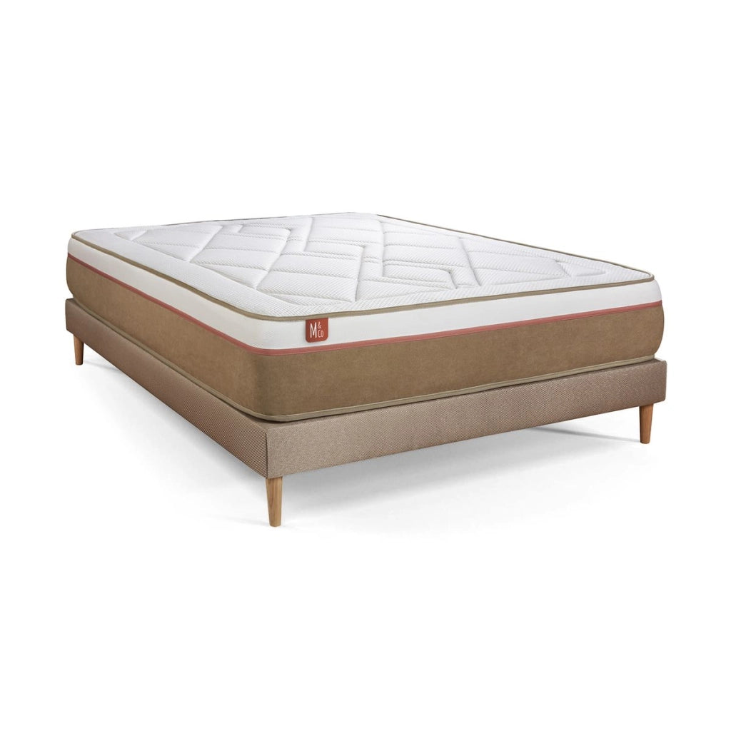 Pacchetto letto completo - Materasso 160x200cm + Box spring con doghe (kit) + 2 cuscini + Piumino - Le Soyeux