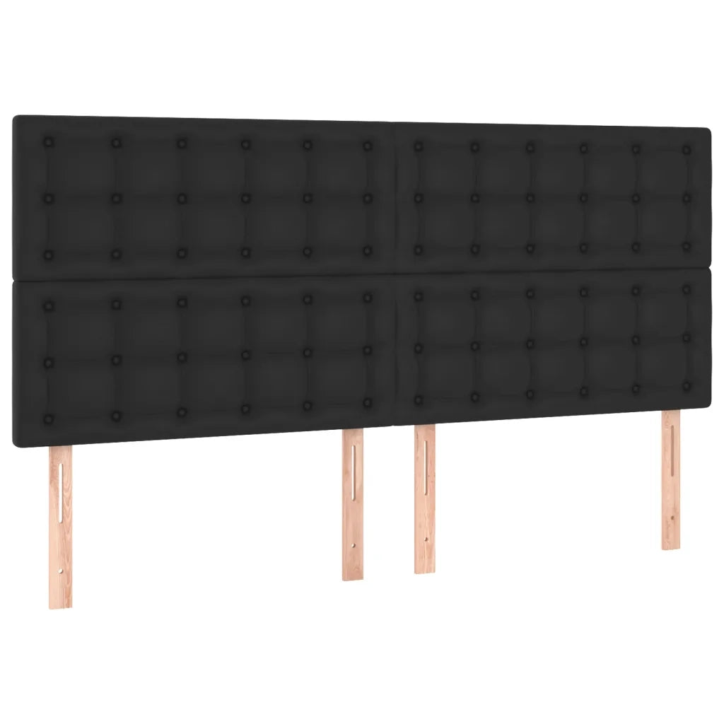 Testiera | Testata Nera 180x5x118/128 cm in Similpelle