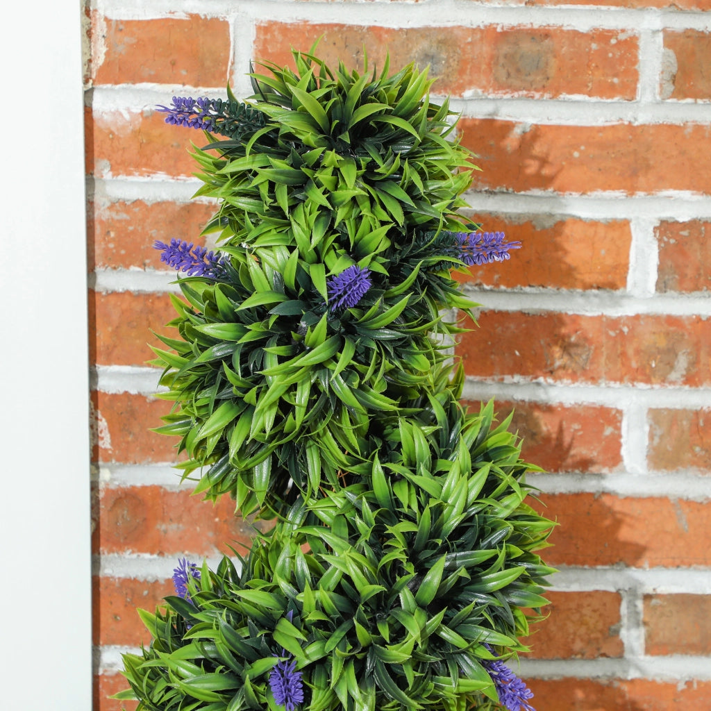 Set Piante Finte Bosso a Spirale e Lavanda ¨C Minimal ¨C Verde e Blu 115cm