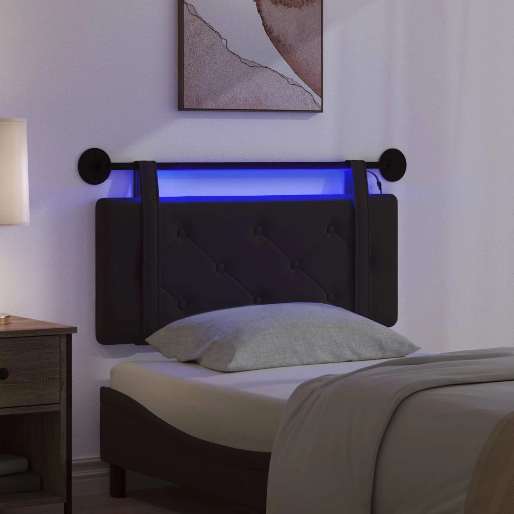 Testiera sospesa Con luce LED Nero Similpelle 3424131