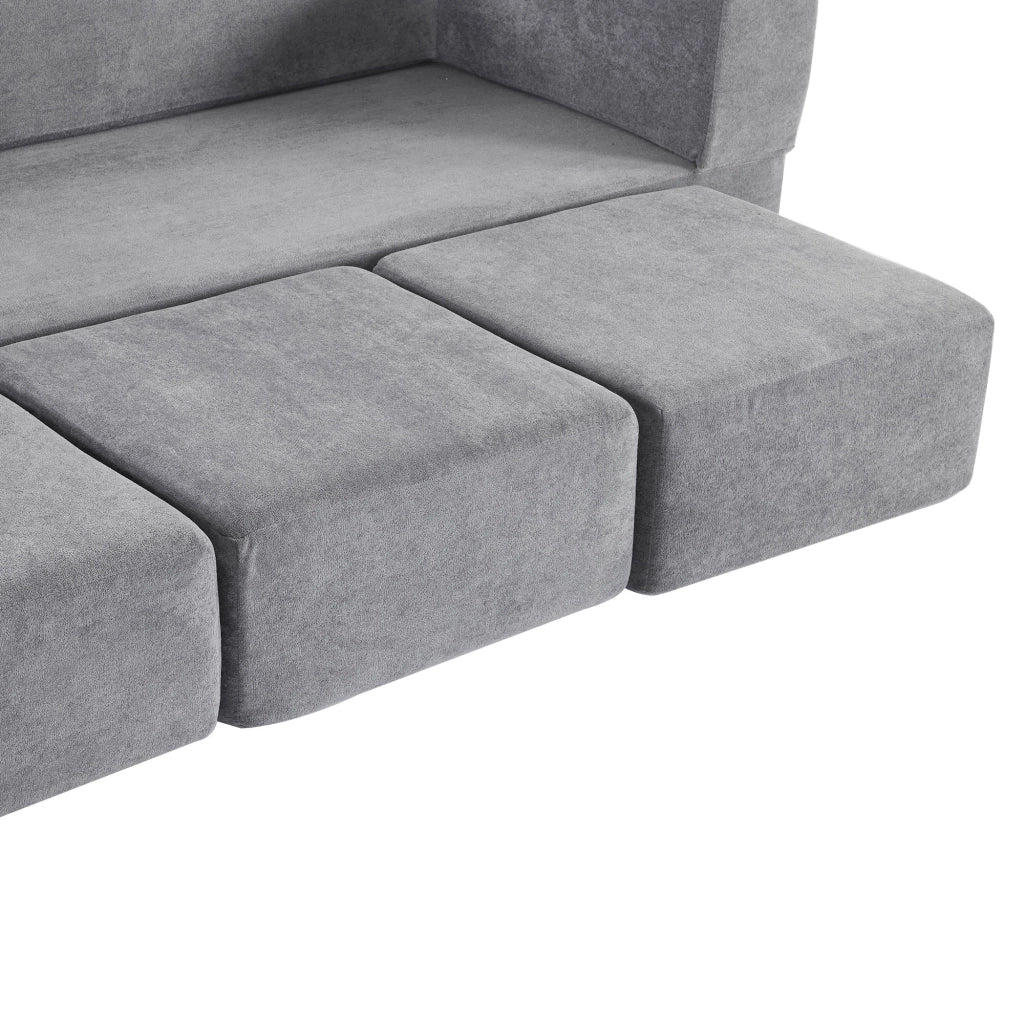 DIVANO LETTO Modulare in chenille e schiuma Grigio