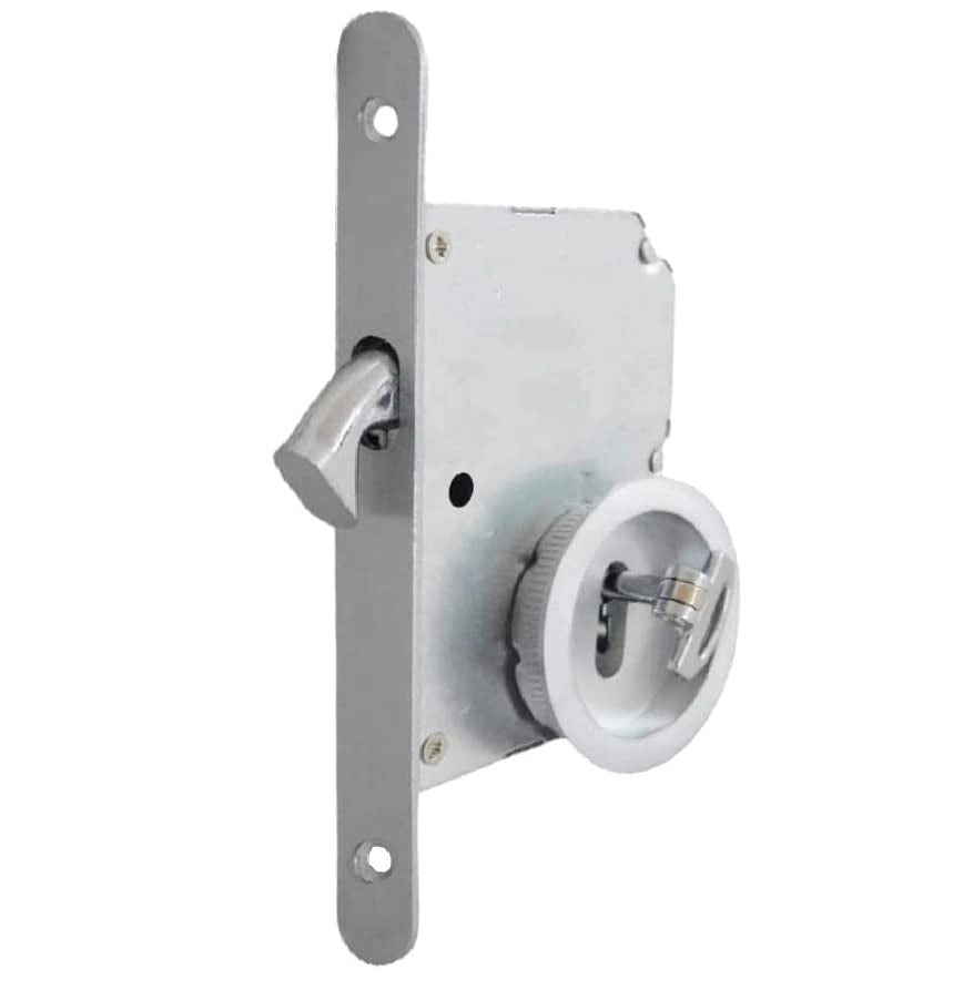 Kit serratura per porta scorrevole con chiave tondo cromo satinato