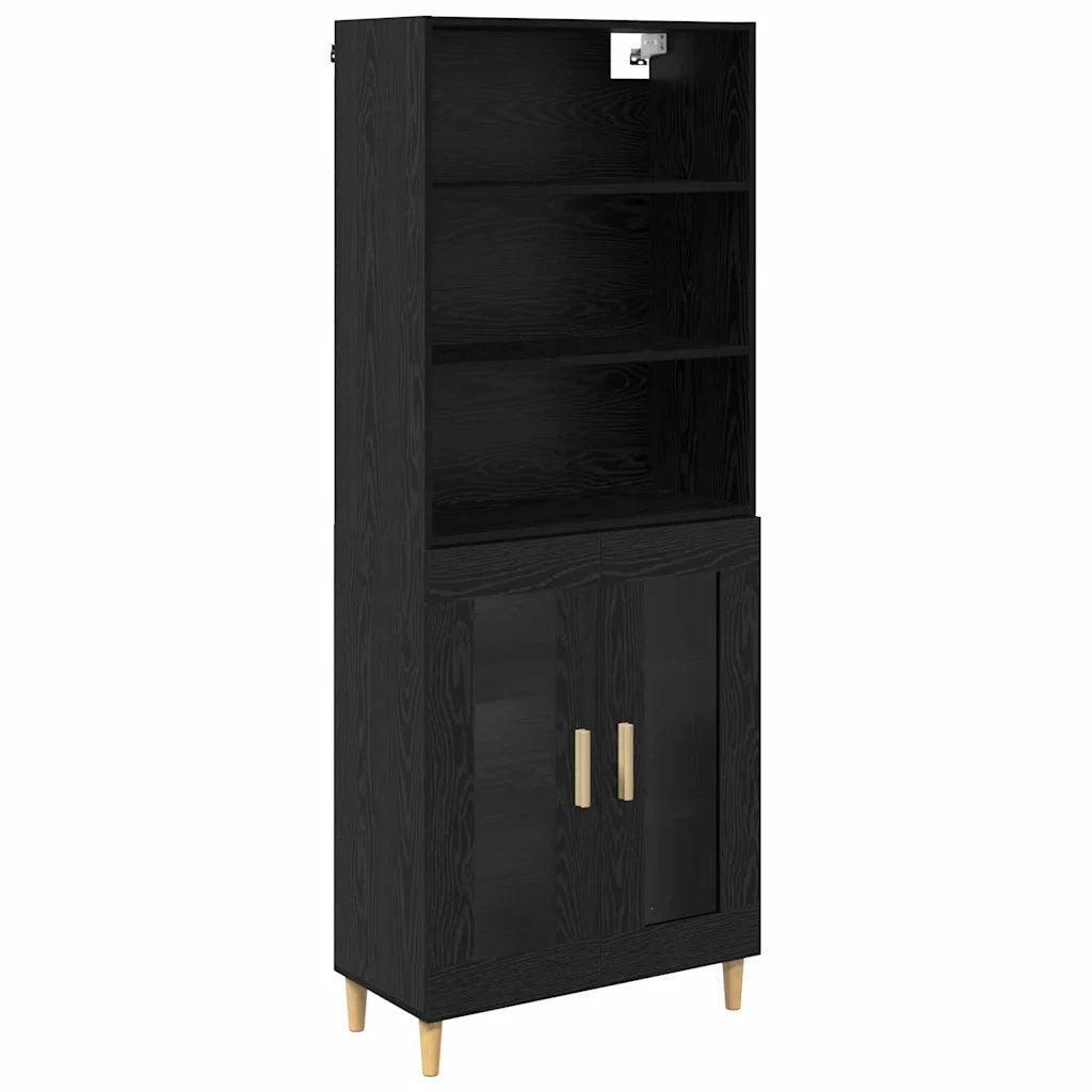 Credenza | Madia | Buffet da pranzo | Armadio da pranzo Rovere Nero 69,5 x 32,5 x 180 cm Legno multistrato