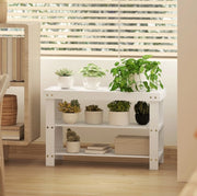 Panca Porta Scarpe in Bambù con 2 Ripiani, 70x28x45 cm, Bianco