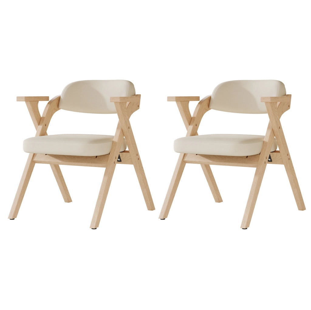 4 sedie pieghevoli da pranzo 64,5x67,5x76 cm beige - con braccioli
