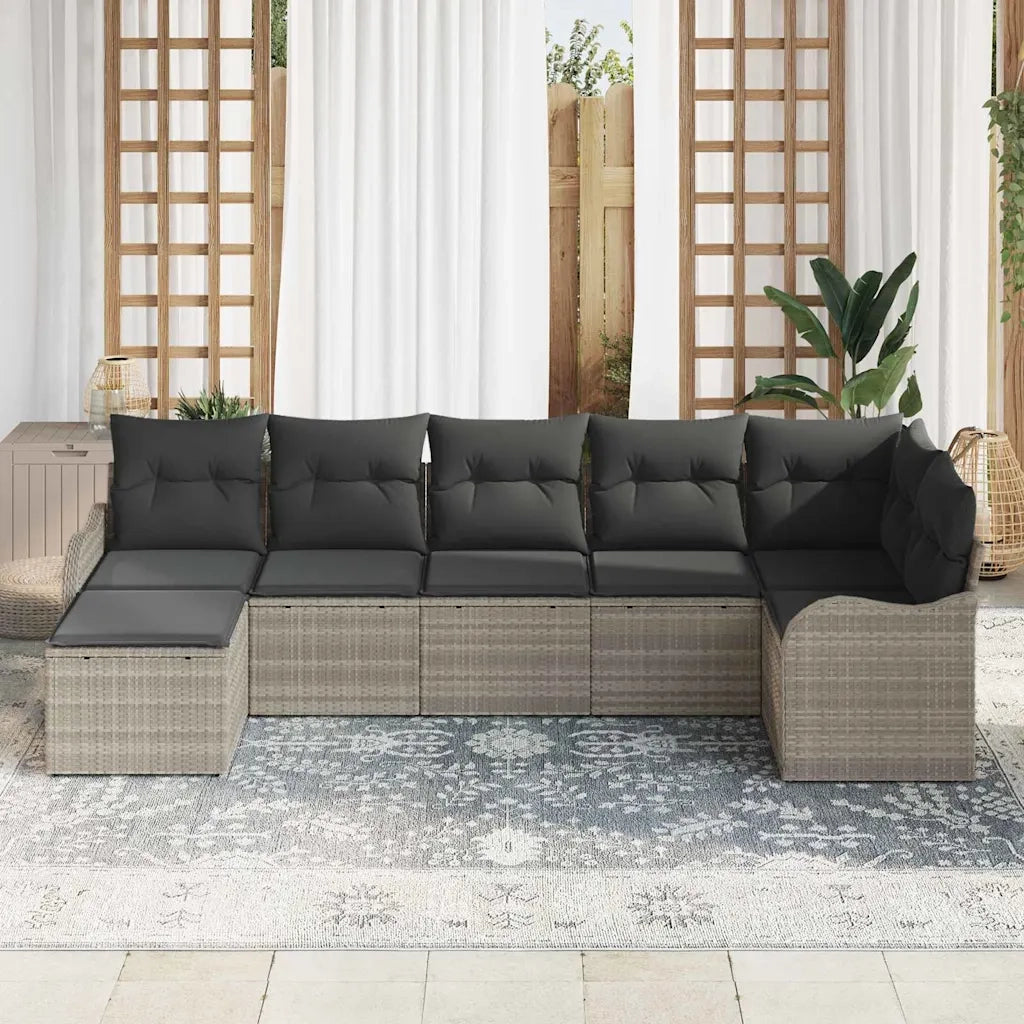 Set Divano da Giardino 7 pcs Grigio chiaro polyrattan
