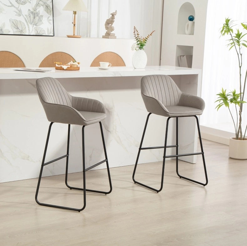 Set di 2 sgabelli da bar 50,5 x 53 x 96 cm in poliestere grigio con braccioli