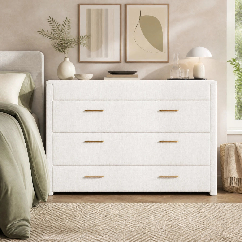 Letto a scomparsa 140 × 200 cm con cassetto; ripiano trasformabile; porte USB e Type-C; lino beige