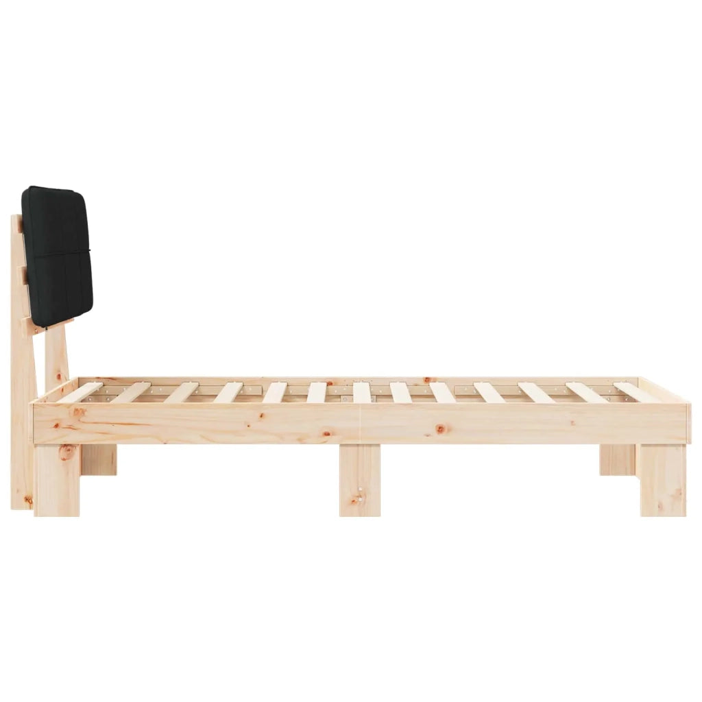 Letto con Testiera Rivestita Nero 80 x 200 cm Pino massello 877451