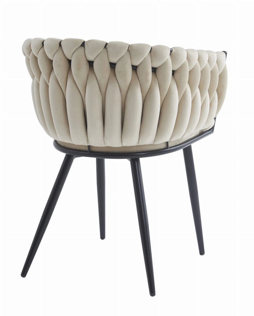 Sedia Valora MAYAN in velluto beige con gambe nere