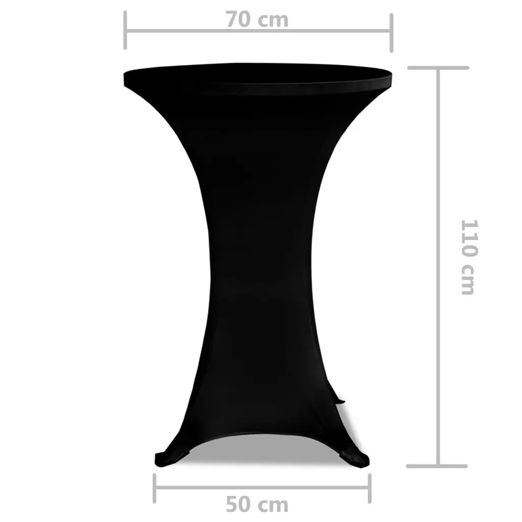 Copritavolo ?70 cm Nero Tessuto elasticizzato 2 pezzi 241205