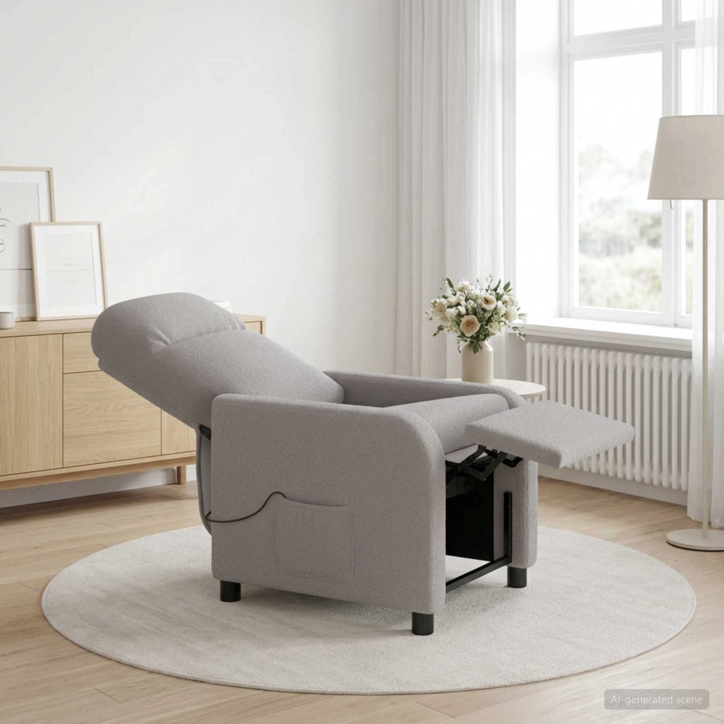 Poltrona Massaggiante Grigio Chiaro Bouclé 42034951
