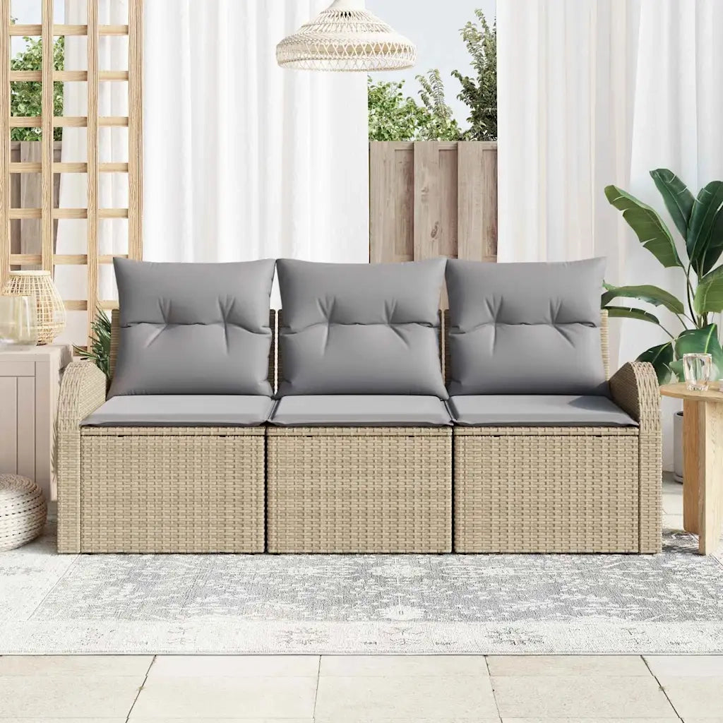 Set Divano da Giardino Beige polyrattan