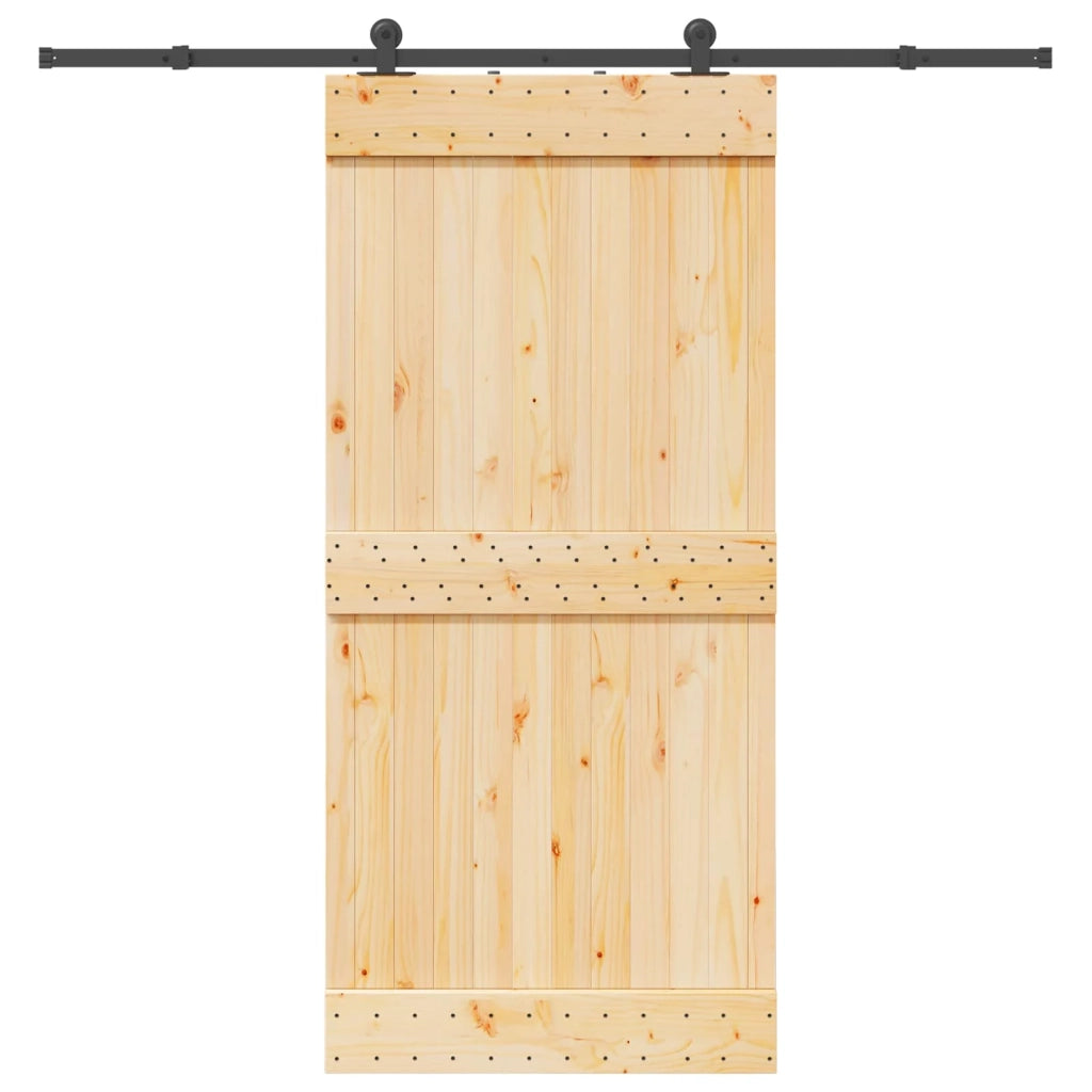 Porta scorrevole NARVIK Naturale e Nero 95 x 210 cm (213,5 cm) 3445273