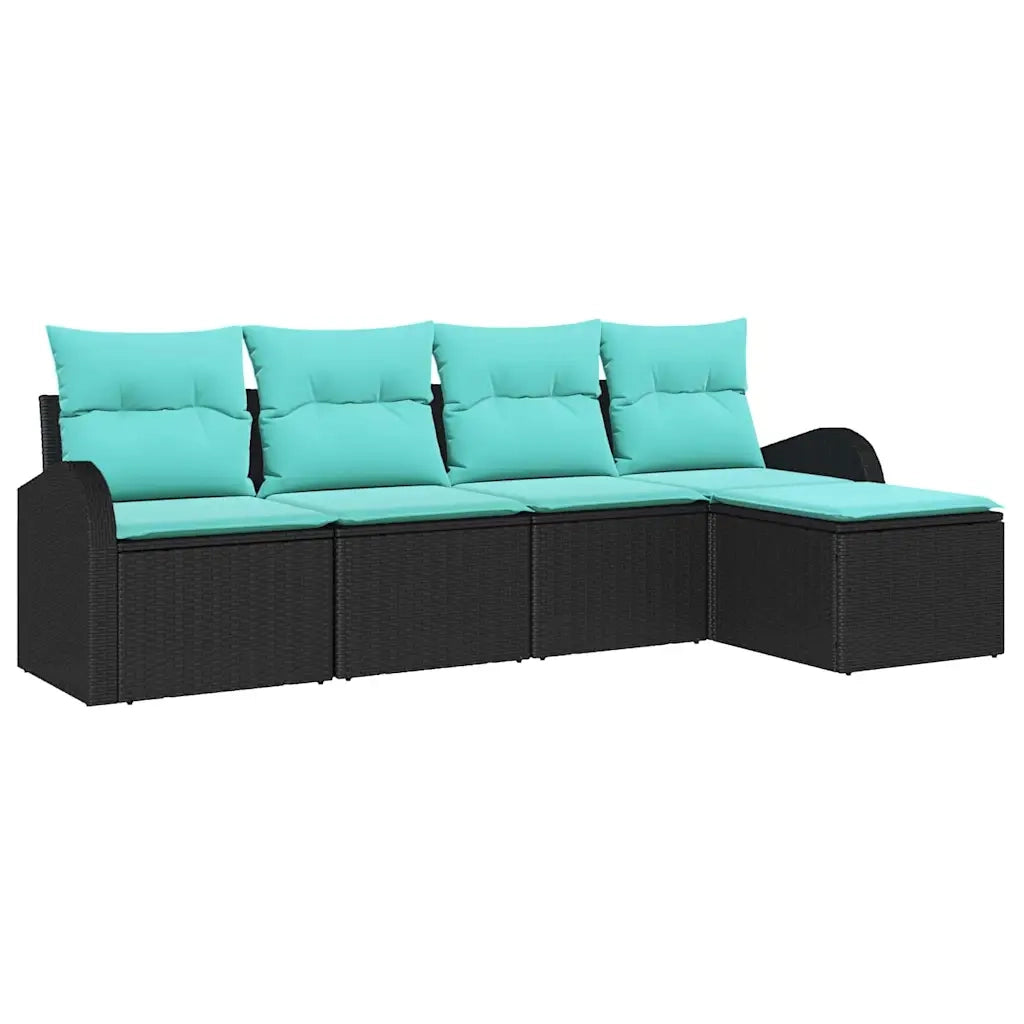 Set di divani con cuscino 5 pcs Nero e Turchese polyrattan 3354675