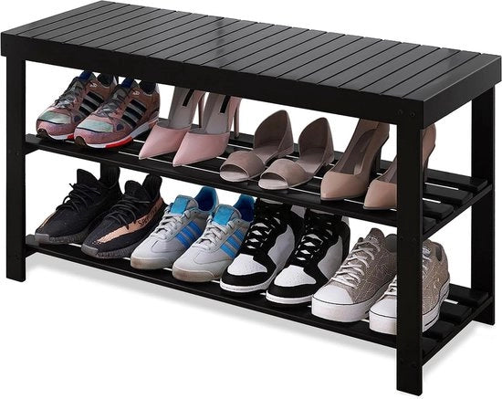 Organizzatore per Scarpe a 3 Livelli in Bambù per Bagno e Sala