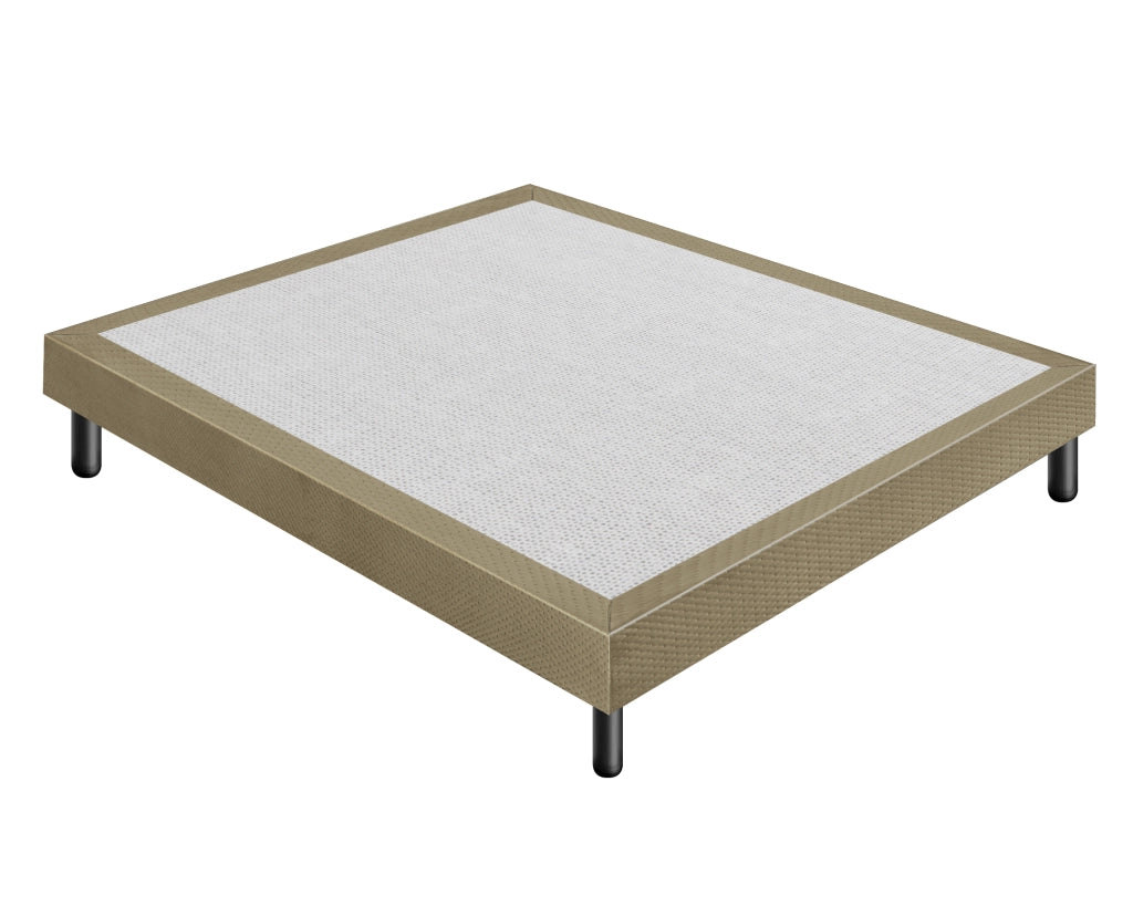 Letto Sommier Matrimoniale 160x200 Tortora Rivestito - Resistente fino a 120 Kg per Persona