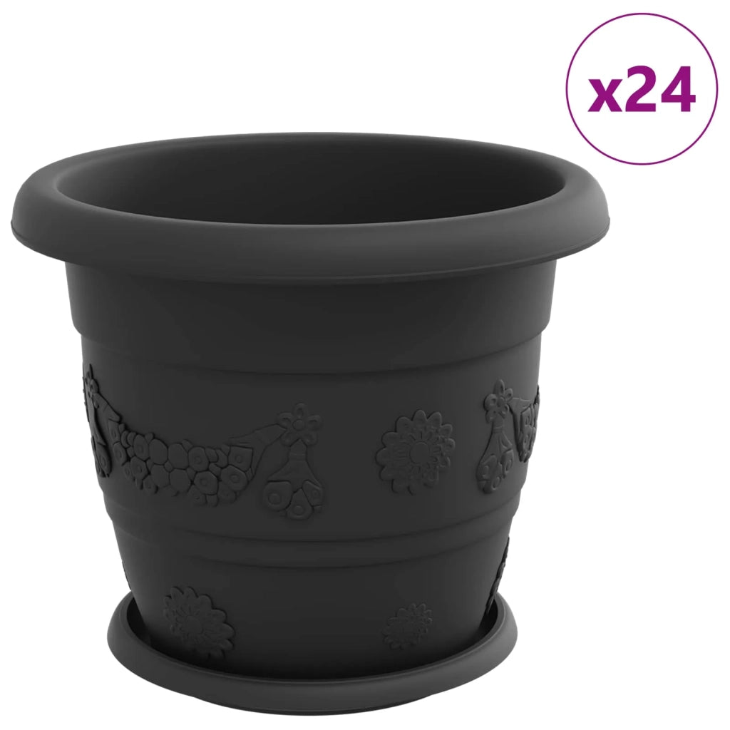Vasi per Piante 24 pcs Nero Ø 26 x 21.5 cm Plastica