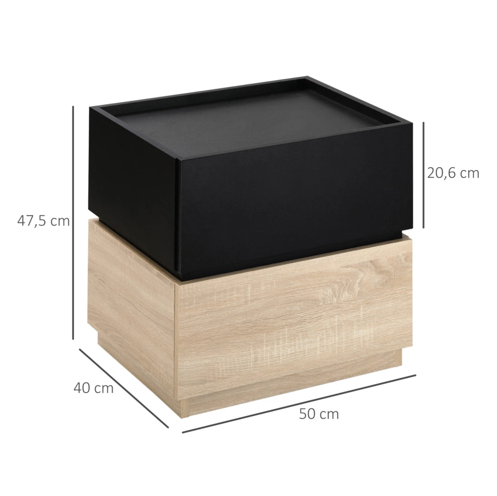 Comodino impilabile con 2 cassetti separabili; 50 x 40 x 47;5 cm; nero