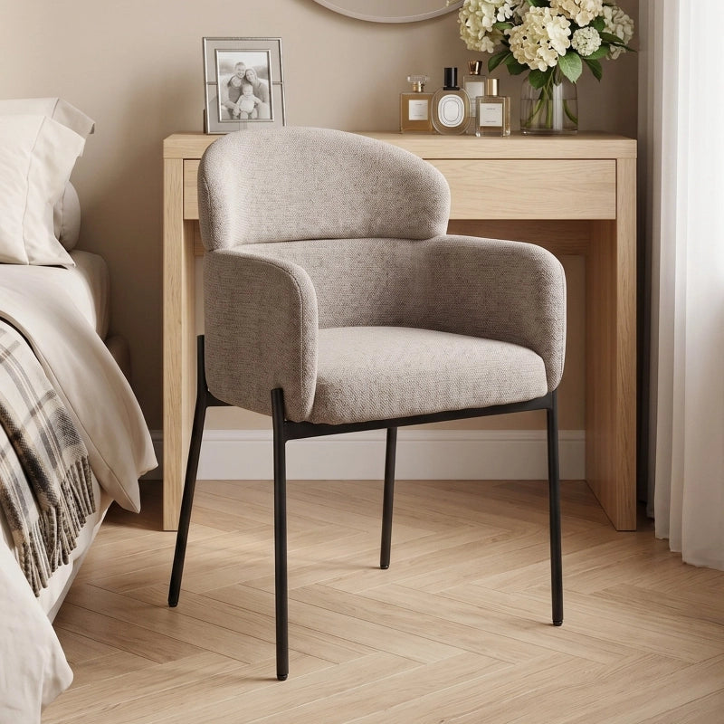 Poltrona con braccioli ergonomica in poliestere marrone chiaro