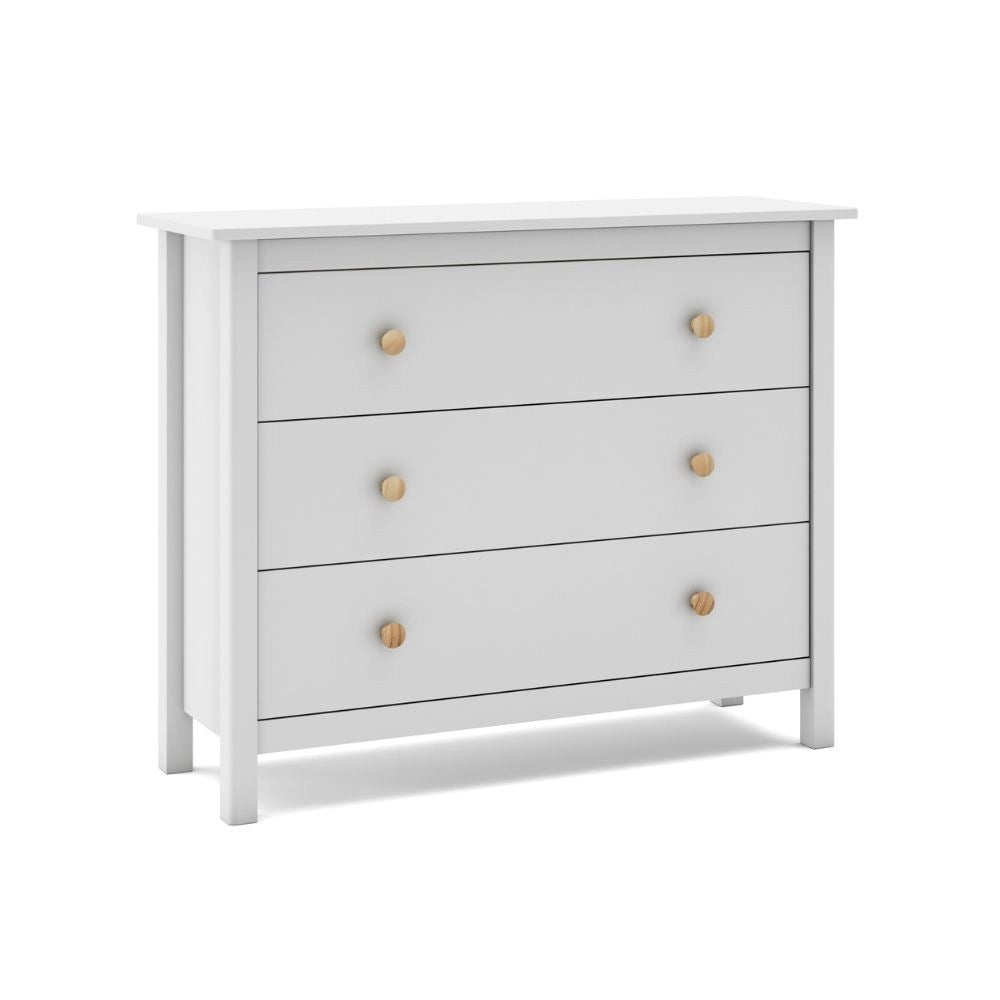 Comò Max 3 cassetti in legno massiccio bianco 100x40x80H