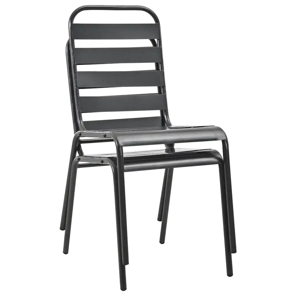 Sedie da Esterno Impilabili 2 pz in Acciaio Grigio 44257