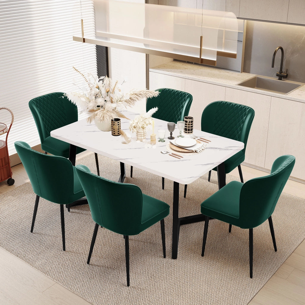 SEDIA da pranzo in velluto verde Set da 6 pezzi