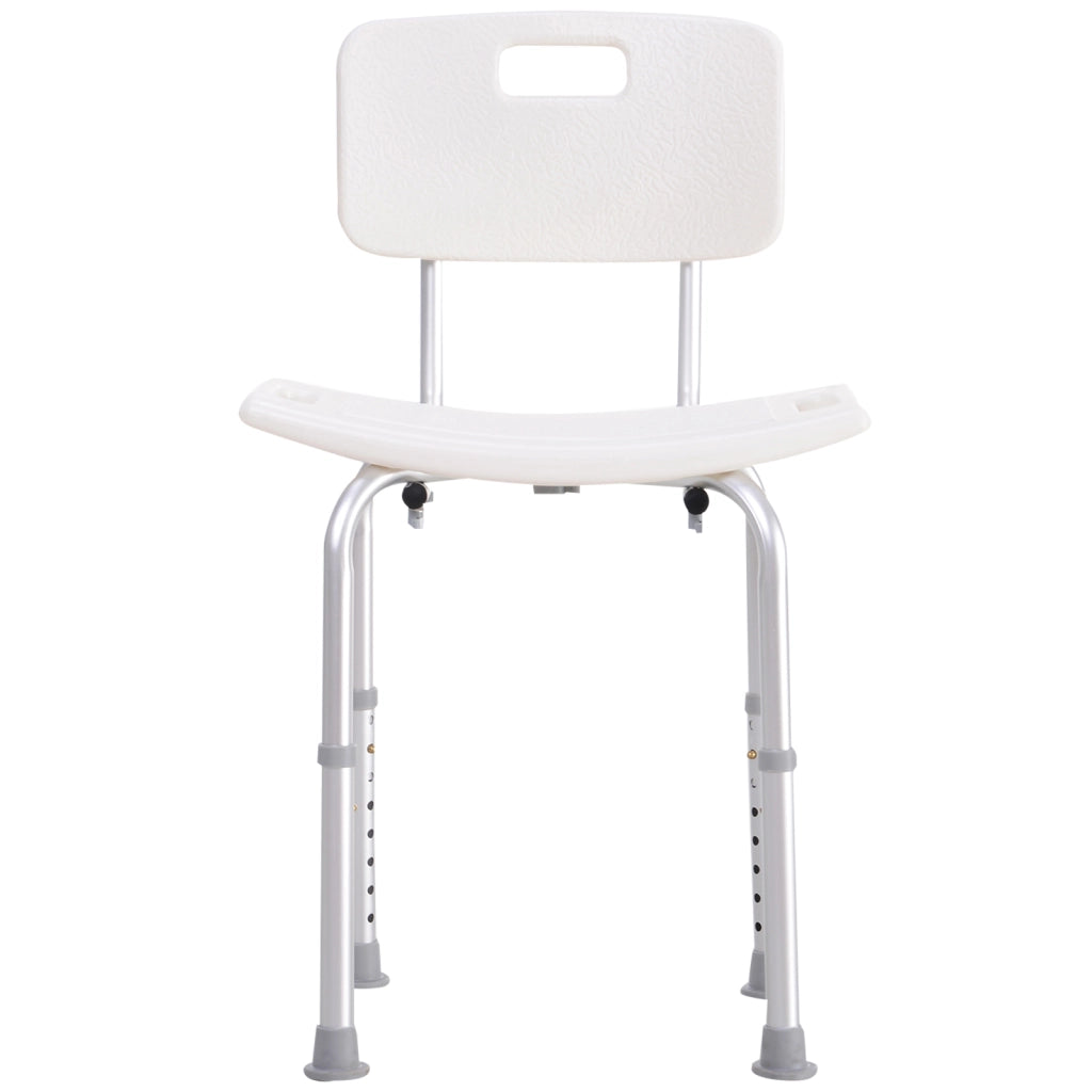 Sedia da Doccia Regolabile Antiscivolo in Alluminio e Plastica con Ventose e Fori di Drenaggio, 50.6x43x71-88 cm