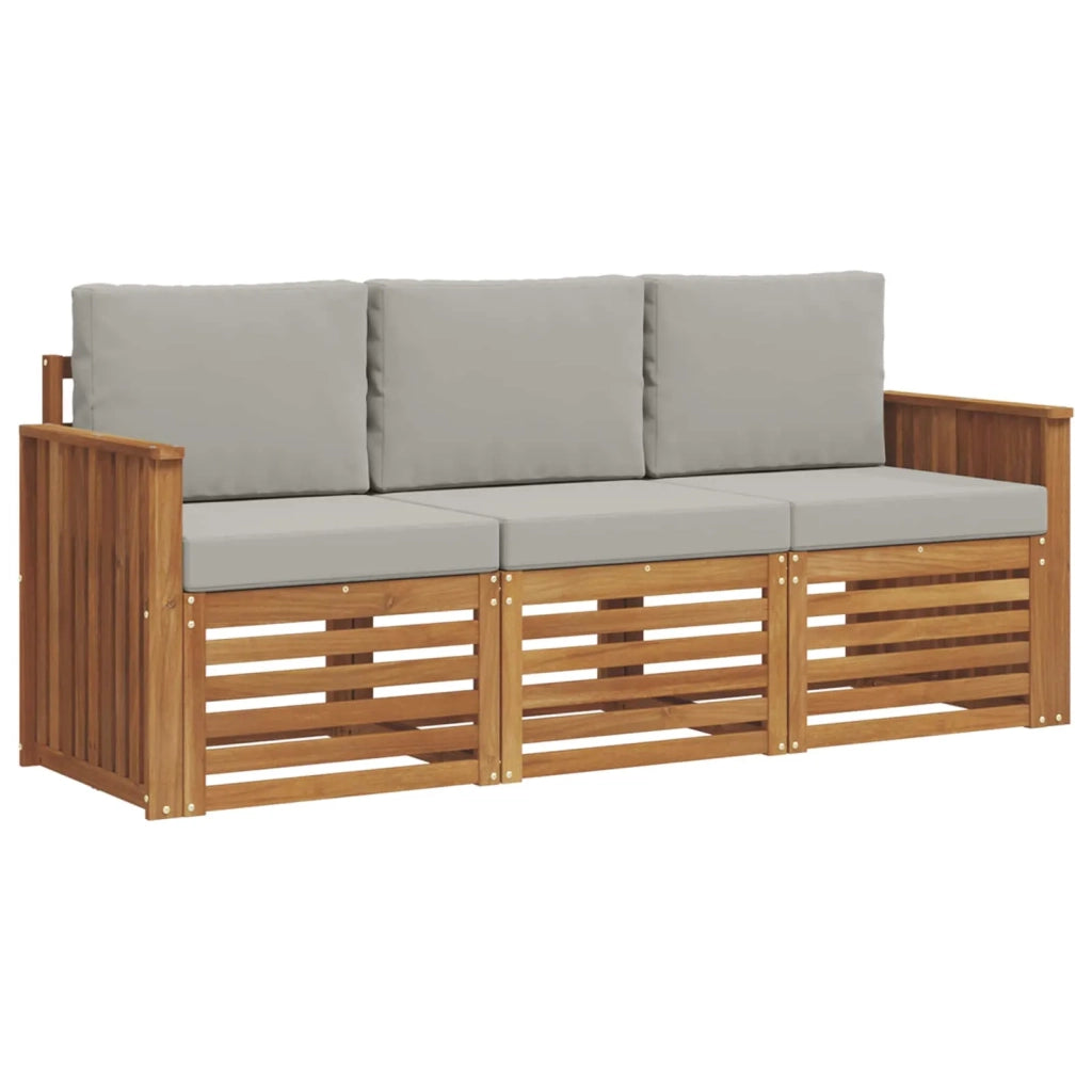 Set divani con cuscino 3 pcs Grigio Naturale e Chiaro 3374286