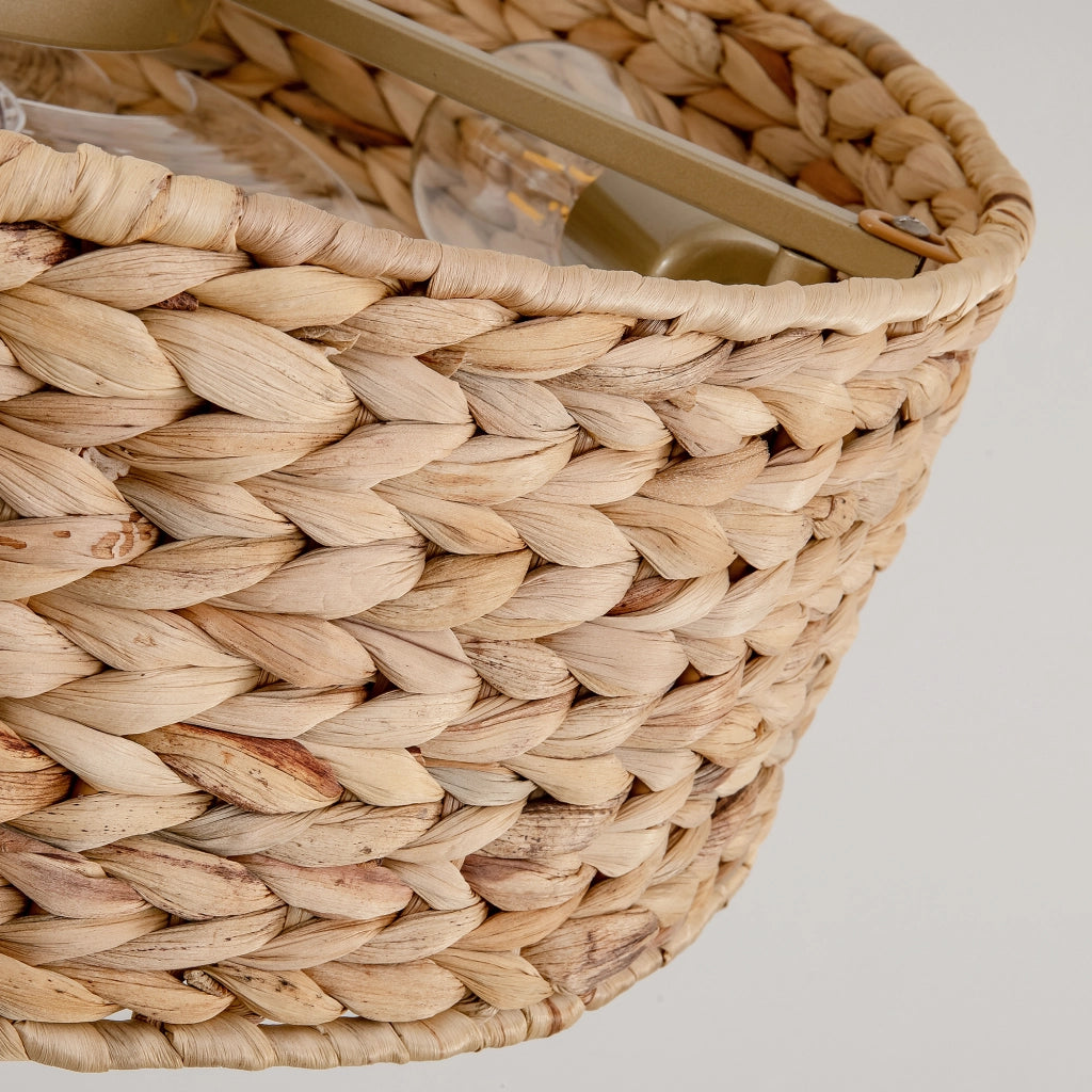 Ventilatore da soffitto con luce in rattan 50 cm; sei velocità; app e telecomando; plastica; rame