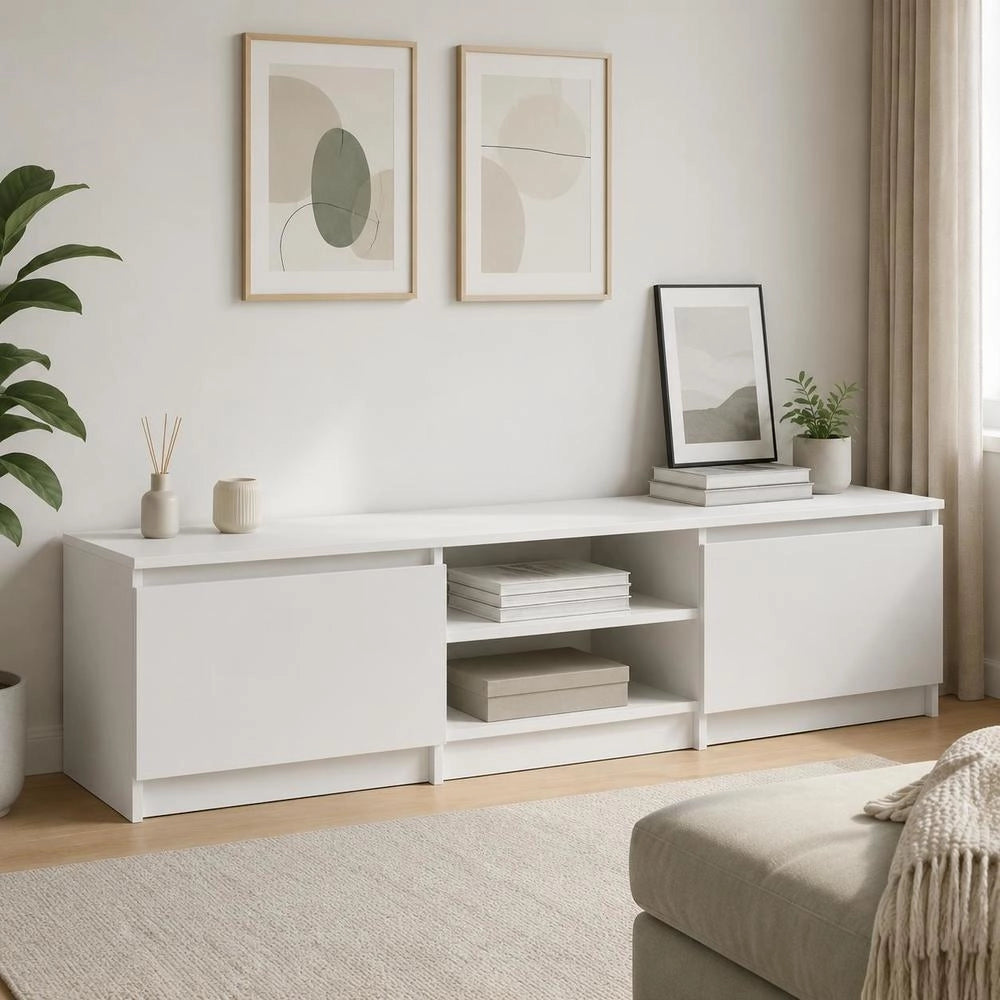 TV Cabinet White 140x40x35.5 Cm Wood-based Material