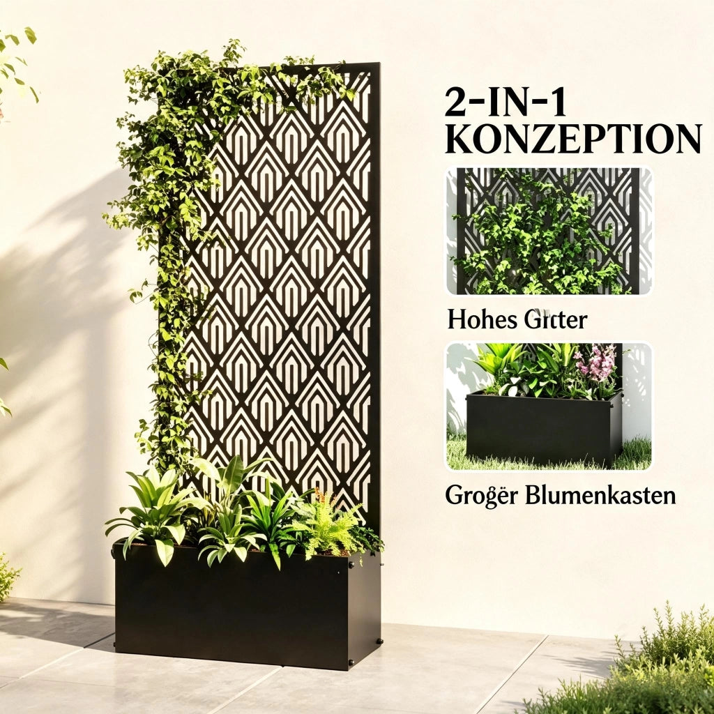 Fioriera rialzata da giardino con grigliato; drenaggio e vasca profonda in metallo 45 × 21.5 × 110 cm