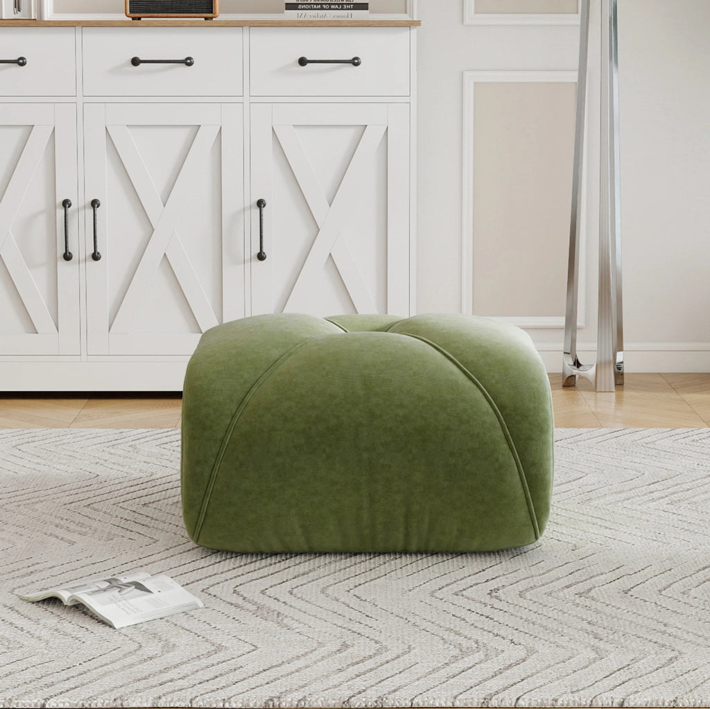 Pouf modulare in ciniglia verde con imbottitura 32D