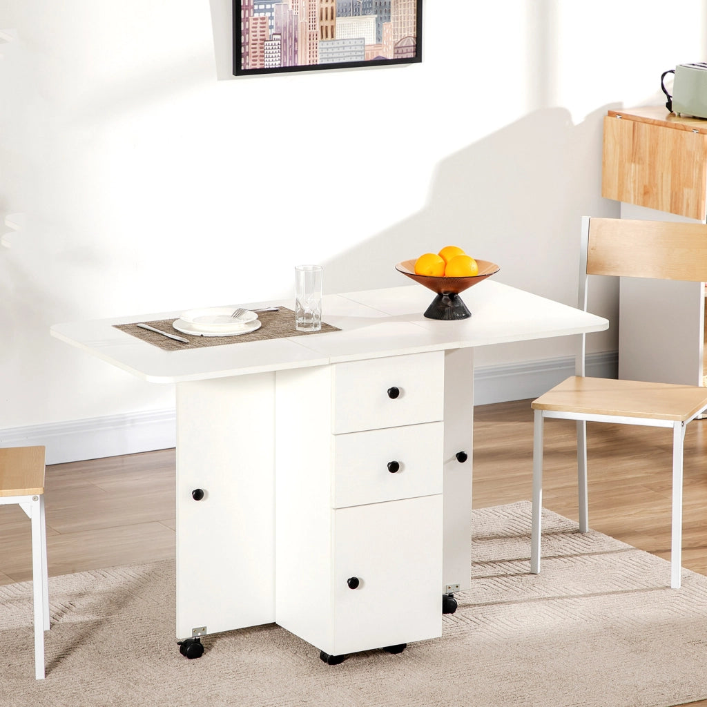 Tavolo a Ribalta con Cassetti ¨C Minimal ¨C Bianco 120x60x76.5 cm