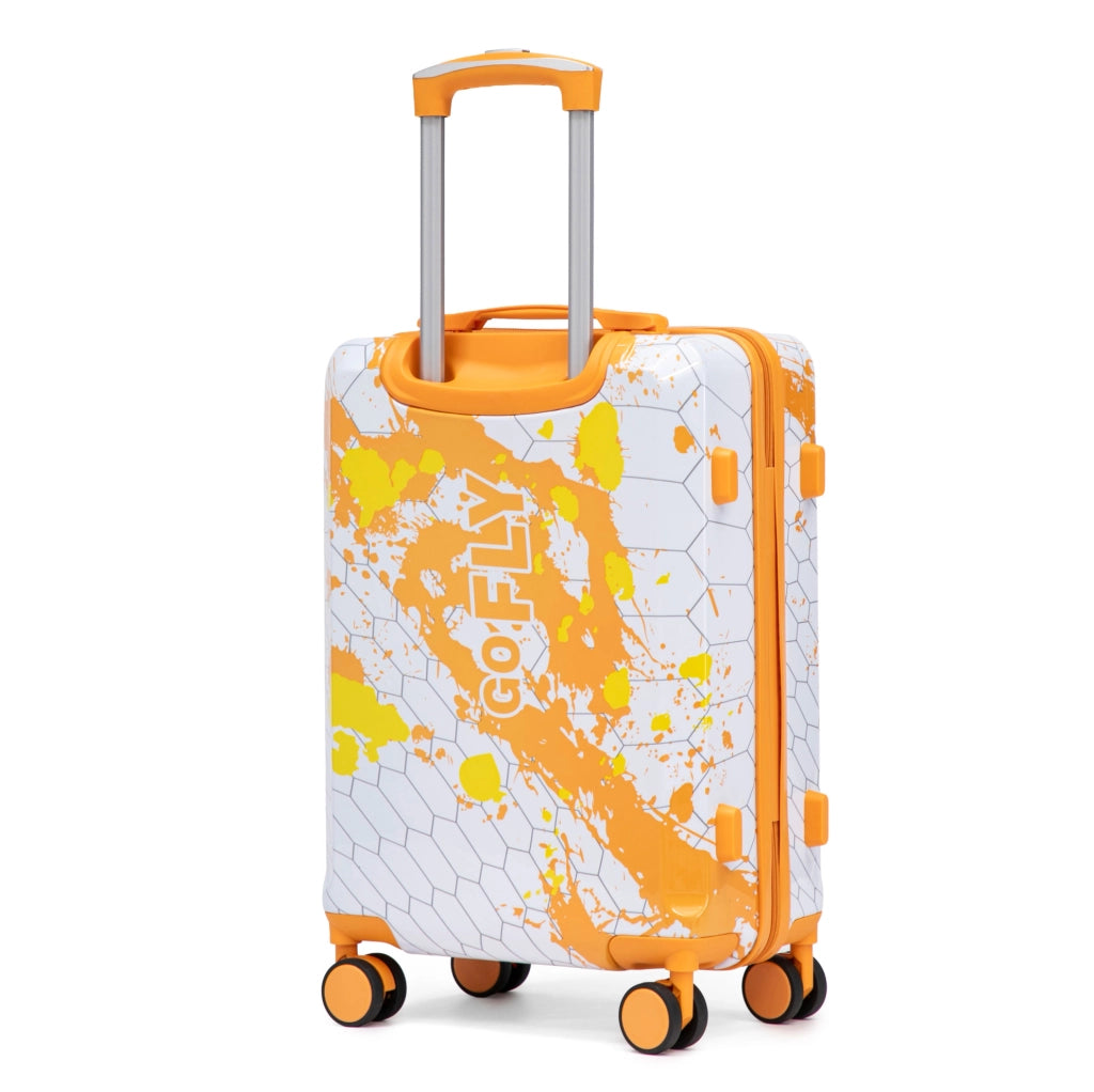 Trolley rigido arancione in PC, 4 ruote e lucchetto a combinazione