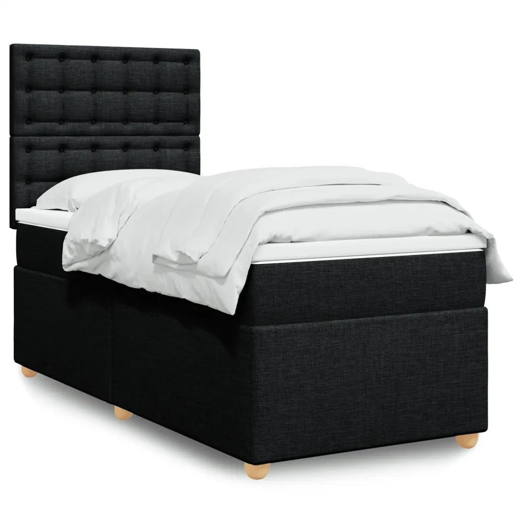 Giroletto a Molle con Materasso Nero 90x200 cm in Tessuto