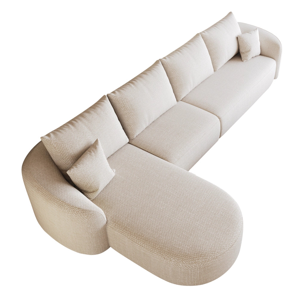 Divano angolare modulare a L 336x168x85 cm in tessuto bianco senza montaggio