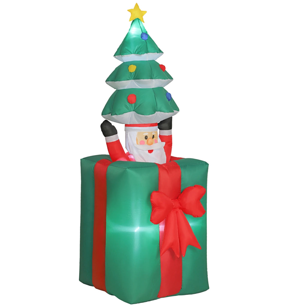 Babbo Natale Gonfiabile Decorazione Natalizia con Luci LED in Poliestere per Interno ed Esterno Rosso e Verde Resistente per Casa e Giardino