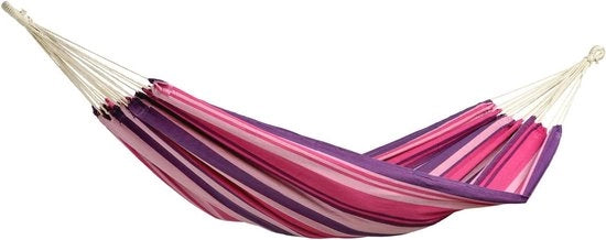 Materasso da appendere in cotone - rosso e viola - adatto all'uso all'aperto