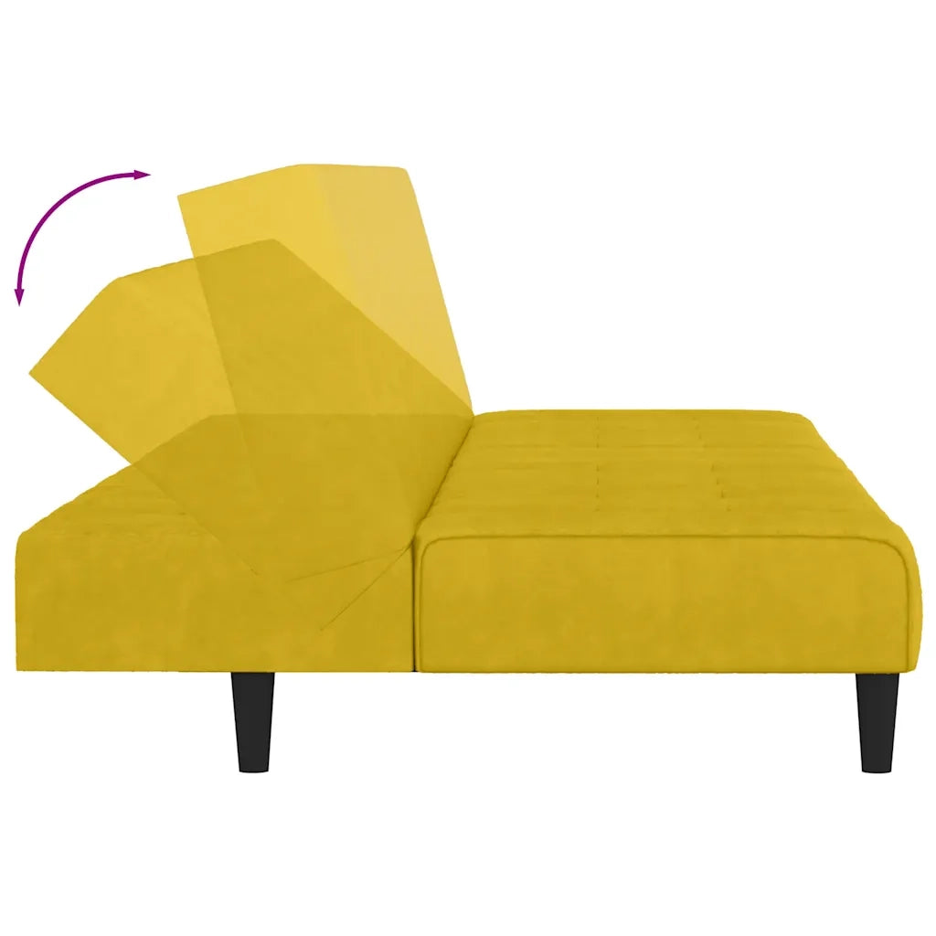 Divano Letto a 2 Posti Giallo in Velluto 375770