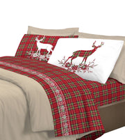 Completo letto 100% cotone Linea Cervo Piazza e mezza - Rosso