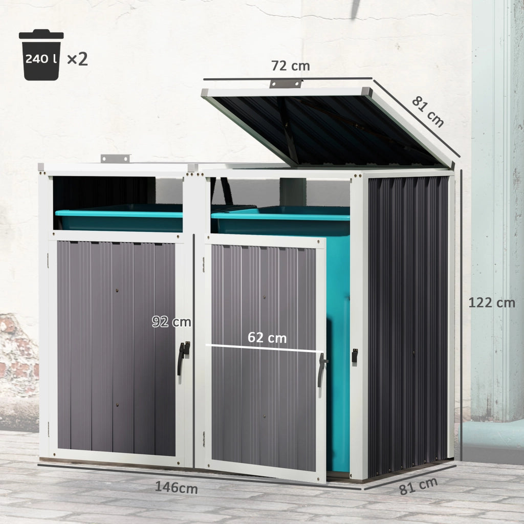 Copertura per bidoni spazzatura 240L ¨C Xylo ¨C acciaio galvanizzato grigio antracite 146x81x122cm