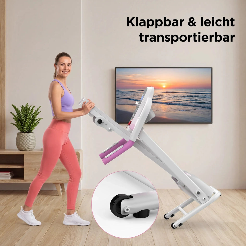 Tapis Roulant Elettrico Pieghevole 2,5 CV con Inclinazione e Maniglie, Compatto per Casa, Portatile, Capacità 120 kg