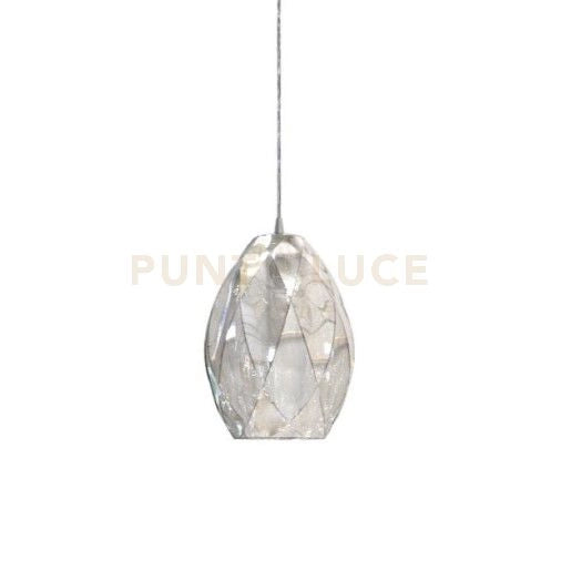 MORIS-C Sospensione 1 luce vetro cristallo  particolare cromo senza base. Attacco E27