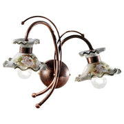 Applique Classica Milano Metallo E Ceramica Nero Sfumato Rame 2 Luci E14