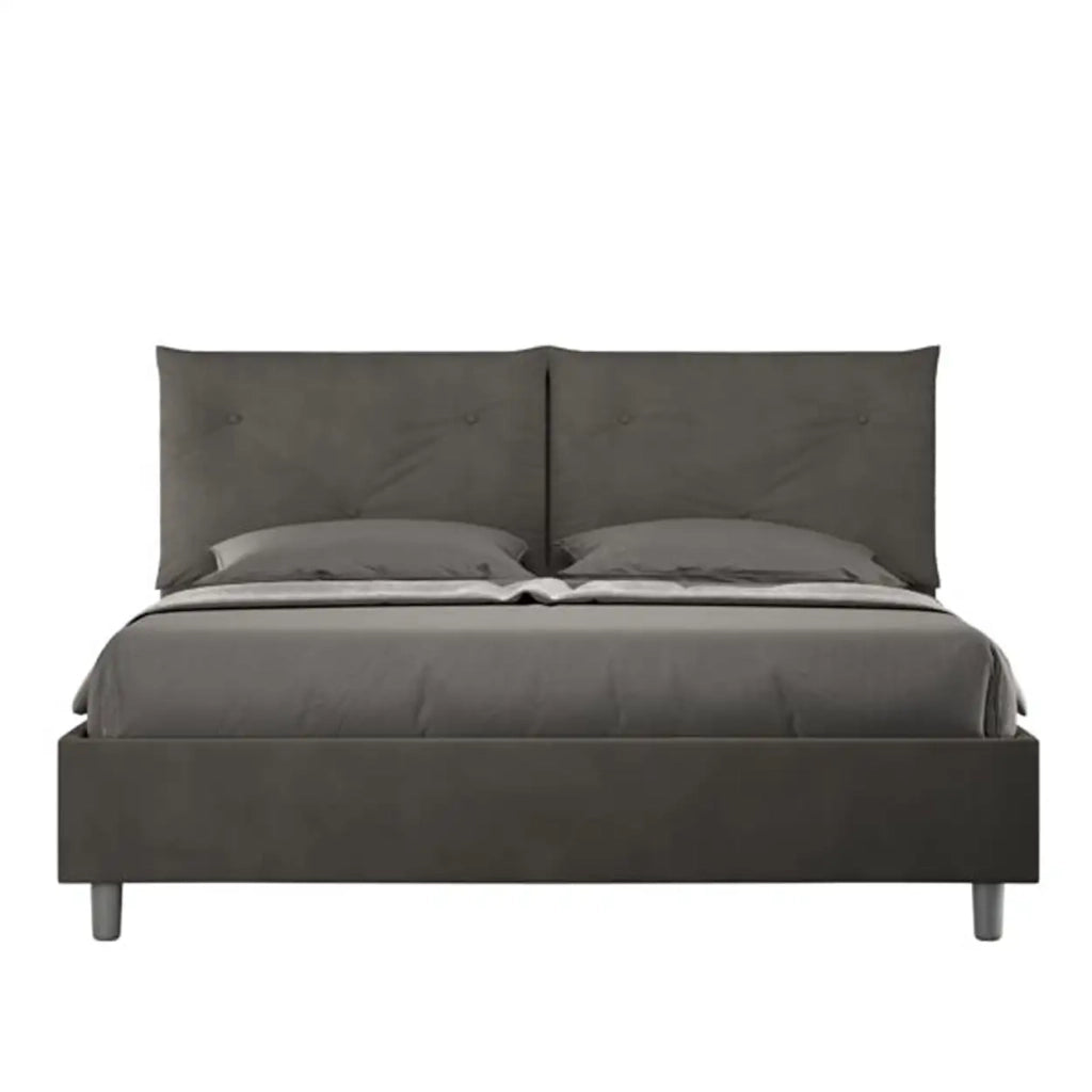 Letto matrimoniale contenitore imbottito 160x200 microfibra grigio Appia